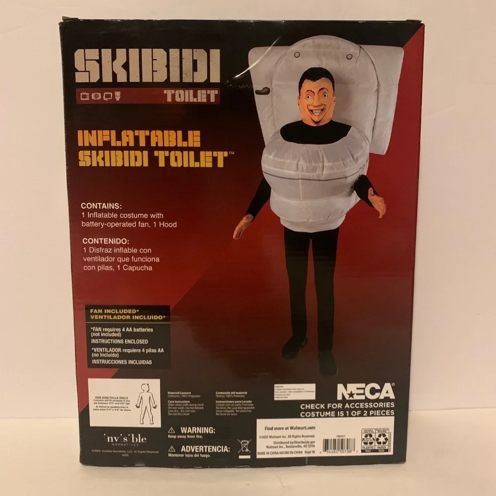 NIB. NECA Skibidi Inflatable Toilet Costume